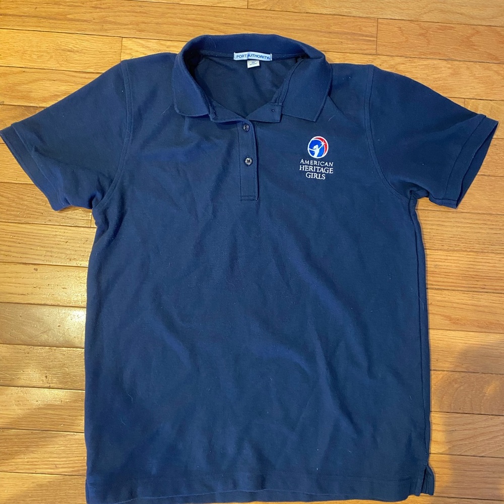 American Heritage Girls AHG Woman’s Navy Polo Shirt Size Medium